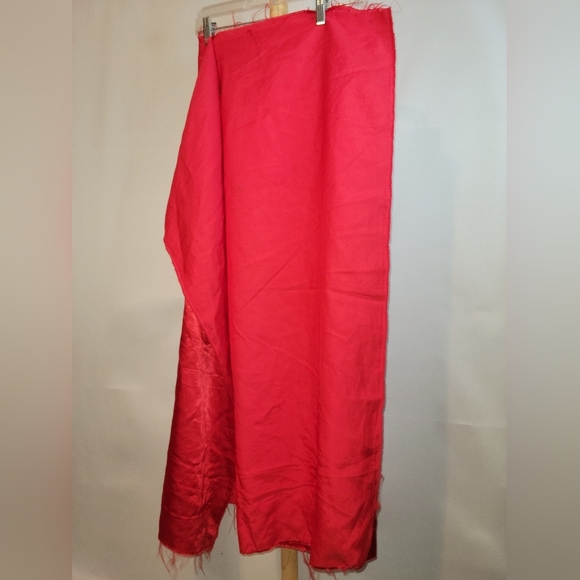 Vintage Red Silky Satiny Fabric - Picture 4 of 8